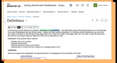 Course dashboard featuring ReadSpeaker accessibility tool.